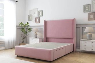Sloomy Stratford Plush Divan Base 2 Drawers 54 Headboard & 12 Footboard in Pink | Size: Double