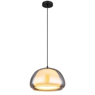 Netlighting Jella Dome Pendant Ceiling Light Matt Black Smoke Glass Shade 1x E27