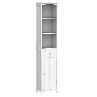 HOMCOM Armario de ba&ntilde;o 34x24x170cm blanco