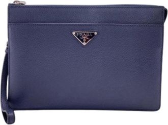 Prada Pre-owned Clutches, male, Blue, Size: ONE SIZE Pre-owned Fabric prada-bags