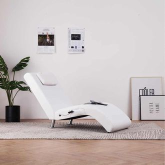 vidaXL Vidaxl - Div&aacute;n De Masaje Con Almohada De Cuero Sint&eacute;tico Blanco