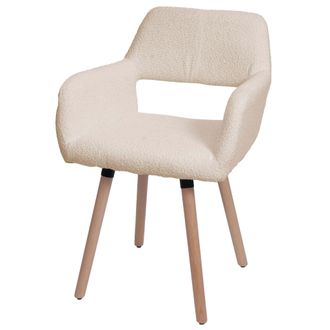 Hhg Nunca Usado] Silla De Comedor Hhg 873 Ii, Silla Silla De Cocina Silla Tapizada, Madera Tela/textil Boucl&eacute; (450g/m&sup2;) Mvg, Beige