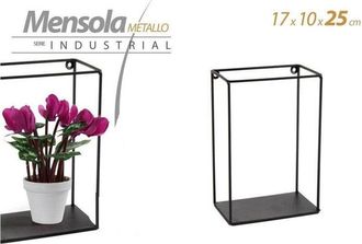 Trade Shop Trade Shop - Mensola Bacheca Parete Rettangolare In Metallo 17x10x25cm Nero Industrial 822179