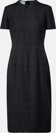 Prada Checked virgin wool midi dress