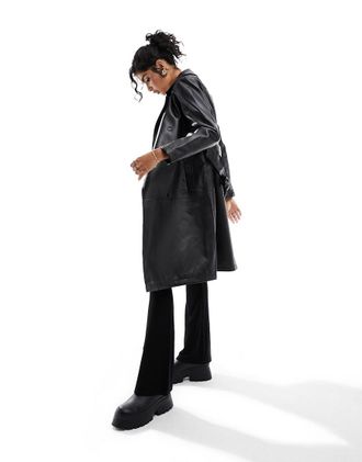 Jacqueline de Yong Trench in pelle sintetica nero