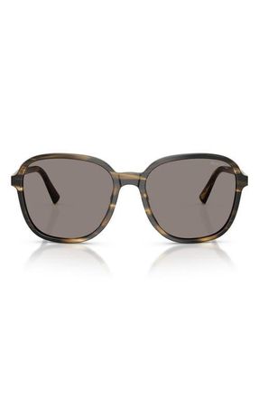 Miu Miu 58mm Polarized Pillow Sunglasses in Striped Loden /Dark Grey at Nordstrom