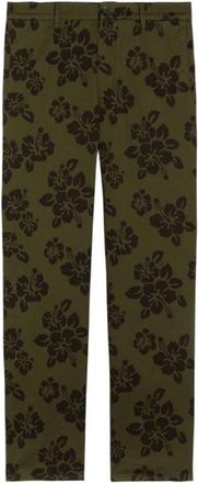 Aspesi Hibiscus Print Khaki Broek - Heren - Straight fit broeken - Groen - L - Broeken