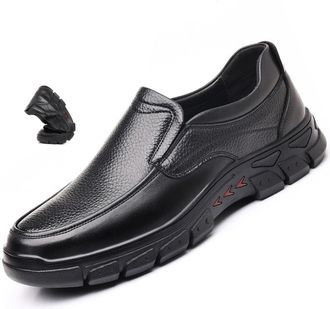 Generic Mens Orthopedic Arch Support Genuine Leather Slip-On Loafers, Comfortable Soft Classic Moccasin Daily Walking Shoes (6.5,Black)