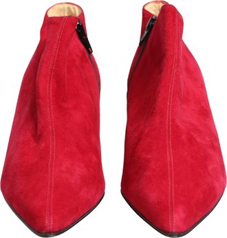 Dolce & Gabbana Red Suede Ankle Boots Womens Shoes