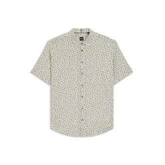 BOSS Slim-fit shirt in floral-print stretch linen