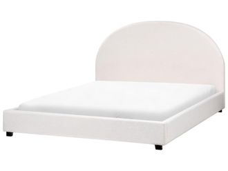 Beliani Cama matrimonial de tejido blanco 160x200
