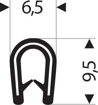 Fortis Fortis - Protecci&oacute;n De Borde Flexible Redondo. Negro. 6.5x9.5 Mm. Zona De Apriete 1.0-2.0 Mm. 25m (por 25)