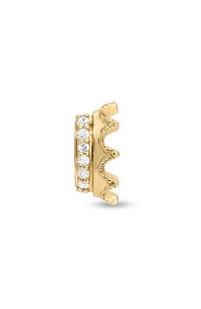 Adina Reyter Pav&eacute; Diamond Crown Mini Bead Charm in Yellow Gold at Nordstrom