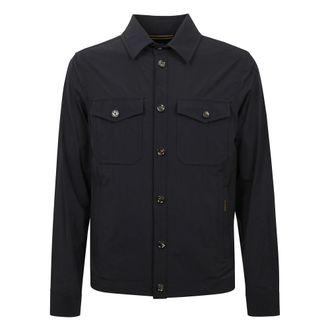 Moorer Jas met Knopen aan de Voorkant en Opgestikte Zakken - Heren - Zomerjassen - Blauw - XL - Jassen