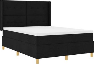 vidaXL Cama Tipo Box Spring Con Colch&oacute;n Negro 140 X 200 Cm Tela Vidaxl
