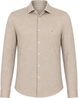 Michael Kors Japanese Perform Knit Slim Shirt - Heren - Casual Overhemden - Beige - 4XL - Overhemden