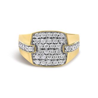 House of Brilliance Mens 14K Yellow Gold Plated Sterling Silver 1.0 Cttw Diamond Geometric Band Ring