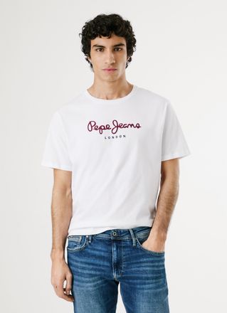Pepe Jeans London Rundhalsshirt PEPE JEANS EGGO, Herren, Gr. XXL (58/60), weiss (wei&szlig;), Jersey, Obermaterial: 100% Baumwolle, bedruckt, normal normal, Rundhals, Shirts 