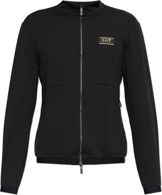 Emporio Armani Stretch sweatshirt van viscosemix - Heren - Vesten met rits - Zwart - S - Leer - Hoodies & sweatvesten