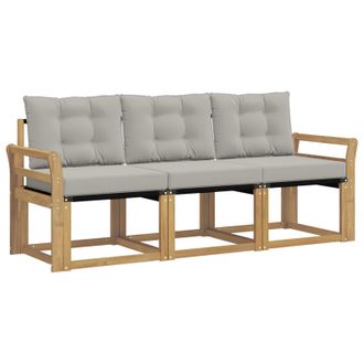 vidaXL Conjunto De Sof&aacute;s De Exterior 3 Pcs Blanco Y Gris Claro Vidaxl