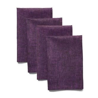 Solino Home Linen Dinner Napkins Set of 4, 20 x 20 Inch for Dining Table, Holiday and Everyday Table Decor - Athena in Grape at Nordstrom, Size Large