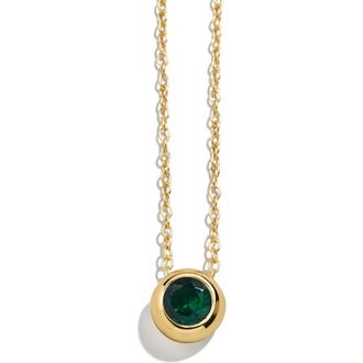 BaubleBar 18k Gold Plated Birthstone Pendant Necklace in Dark Green at Nordstrom