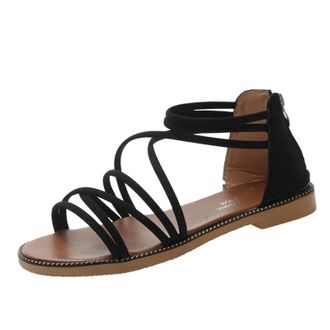 Generic Cocila Summer Sandals Women Spring And Fashion Flat Roman Comfortable Casual Beach Shoes Black, 6 Black Platform Heels Recovery Cork Ladies Size 6 Tan