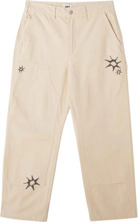 Obey Big Timer Printed Carpenter Pant - Heren - Straight fit broeken - Wit - W30 - Katoen - Broeken