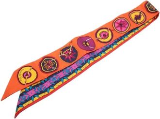 Herm&egrave;s Pre-owned Scarves, female, Orange, Size: ONE SIZE Pre-owned Belles Du Mexique Twilly Scarf