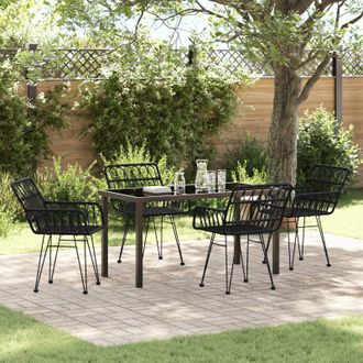 Berkfield Home 5 Piece Garden Dining Set Black Poly Rattan