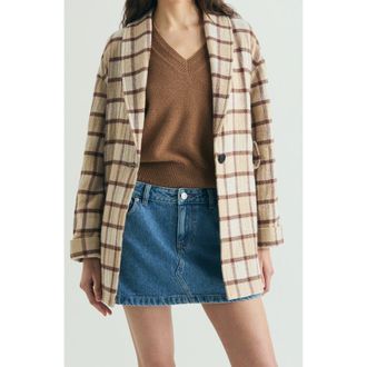 Scalpers Plaid Cloth Coat in Ecrucheck at Nordstrom, Size Medium Eu