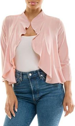Nina Leonard Chiffon Ruffle Bolero in Blush at Nordstrom Rack, Size X-Large