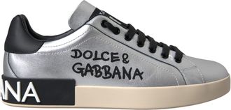 Dolce & Gabbana Zilveren Portofino Kalfsleren Sneakers Heren Schoenen