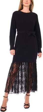 Vince Camuto Lace Detail Long Sleeve Sweater Dress in Rich Black at Nordstrom Rack, Size X-Small