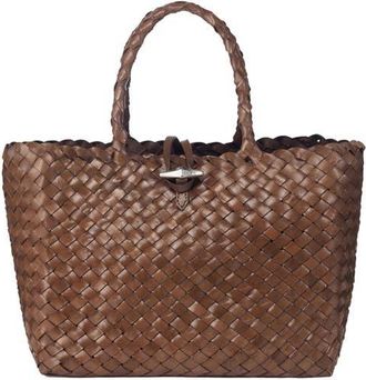 Oryany Kayla Woven Leather Tote in Cafe Latte at Nordstrom