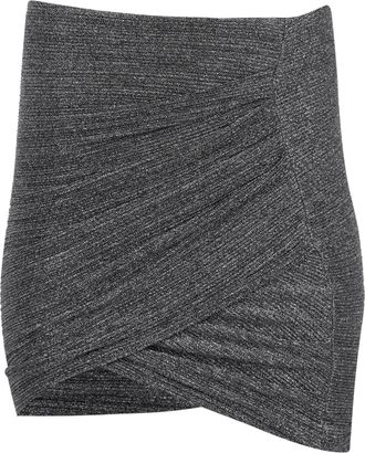 Iro Brendal Gedrapeerde Metallic Gebreide Minirok in Zilver Polyester