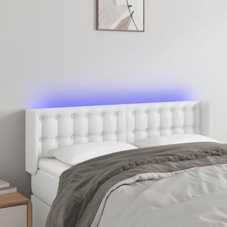 vidaXL Cabecero Con Led Cuero Sint&eacute;tico Blanco 147x16x78/88 Cm Vidaxl