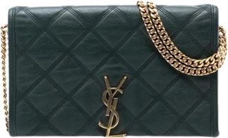 Saint Laurent Pre-owned Chain Wallet - Dames - Vintage Schoudertas - Groen - ONE Size - Leer - Vintage