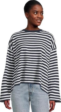 Madewell Long Sleeve Easy T-Shirts (texture) Womens Clothing Navy : LG (Womens 10-12), Cotton