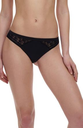 Chantelle Ace Lace Trim Thong in Black at Nordstrom, Size X-Small