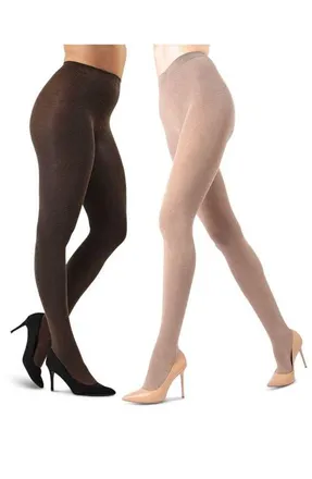 MeMoi Assorted 2-Pack Flat Knit Tights in Brown /Taupe at Nordstrom, Size Medium