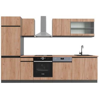 Vicco Mueble De Cocina R-line, Oro Power Roble/antracita, 300 Cm, Et Roble