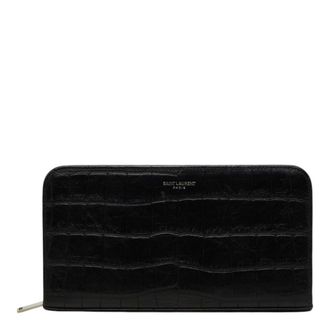 Saint Laurent Black Leather Long Wallet (Bi-Fold) (Pre-Owned)