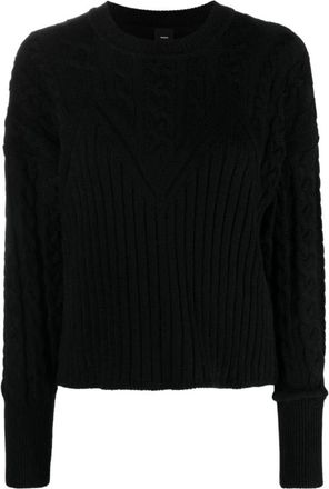 Pinko Armadillo Sweater - Dames - Ronde hals truien - Zwart - L - Nylon - Truien & Vesten