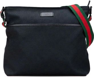 Gucci Borsa a tracolla in tela GG con decorazione Web 2000-2015 - Nero