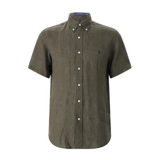 Polo Ralph Lauren Short Sleeve Linen Shirt - Heren - Korte mouwen Overhemden - Groen - M - Linnen - Overhemden
