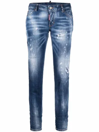 Dsquared2 distressed slim-fit jeans - women - Polyester/Cotton/Elastane/Cotton - 46 - Blue