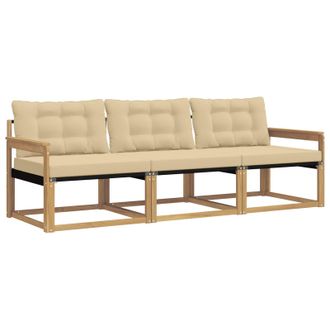 vidaXL Conjunto De Sof&aacute;s De Exterior Con Coj&iacute;n 3 Pcs Y Beige Vidaxl