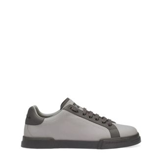 Dolce & Gabbana Schoenen, Heren, Grijs, 41 EU, Leer, Leren Portofino Sneakers