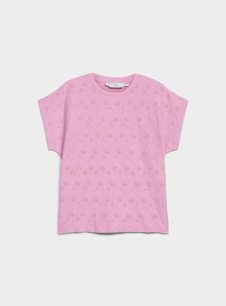 Contemporaine Womens Broderie anglaise pure organic cotton cap-sleeve T-shirt